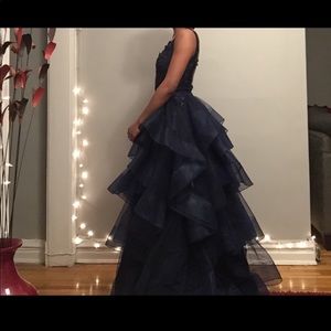 Ellie Wilde Navy Blue Prom Dress (Size 10)